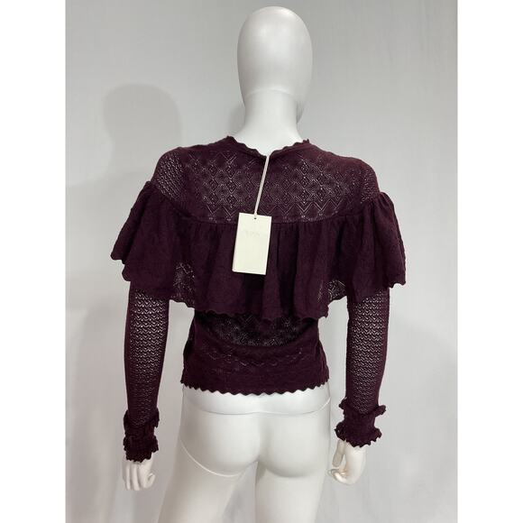 Ulla Johnson 'Augustina' Black Long Sleeve Ruffle Trim Pullover Size S - NWT - Picture 3 of 5